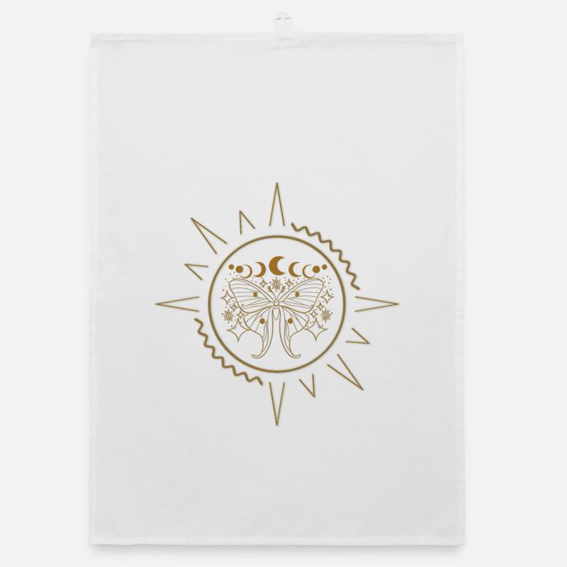 Papillons élégants en filigrane doré. Torchon bio