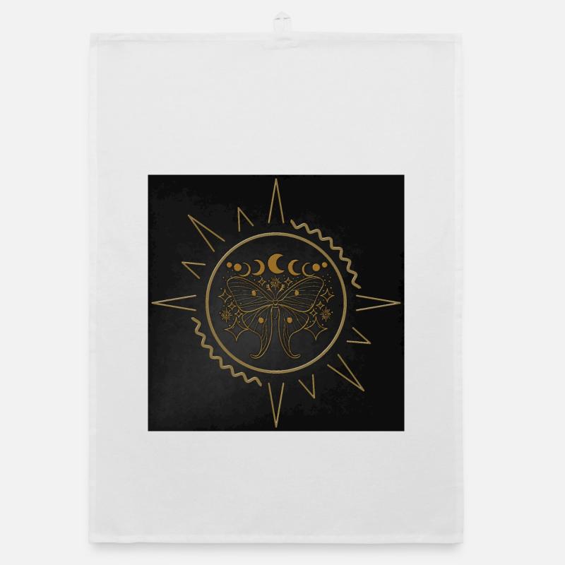 Papillons élégants en filigrane doré. Torchon bio