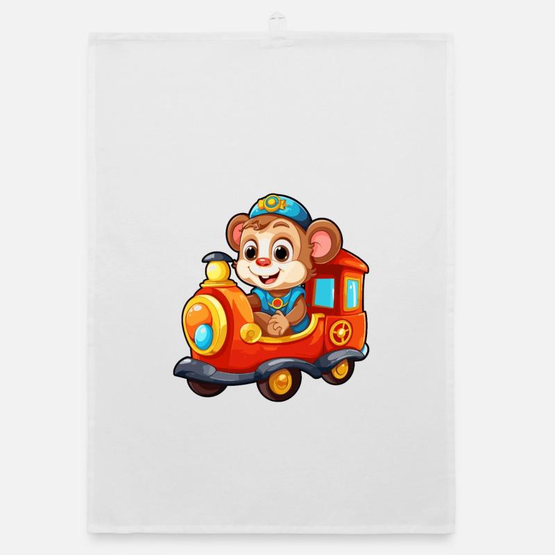 Chemin de fer des singes Chimpanzé Monkey Rides Railroad Torchon bio