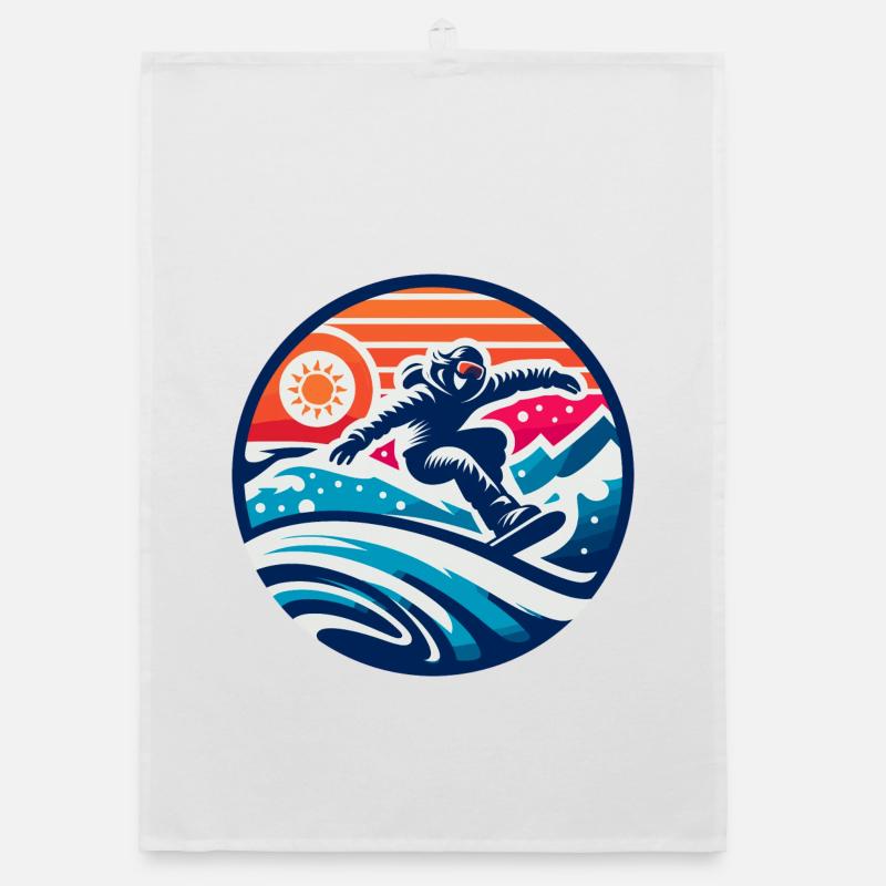 Expression Graphique d'un Snowboarder Torchon bio