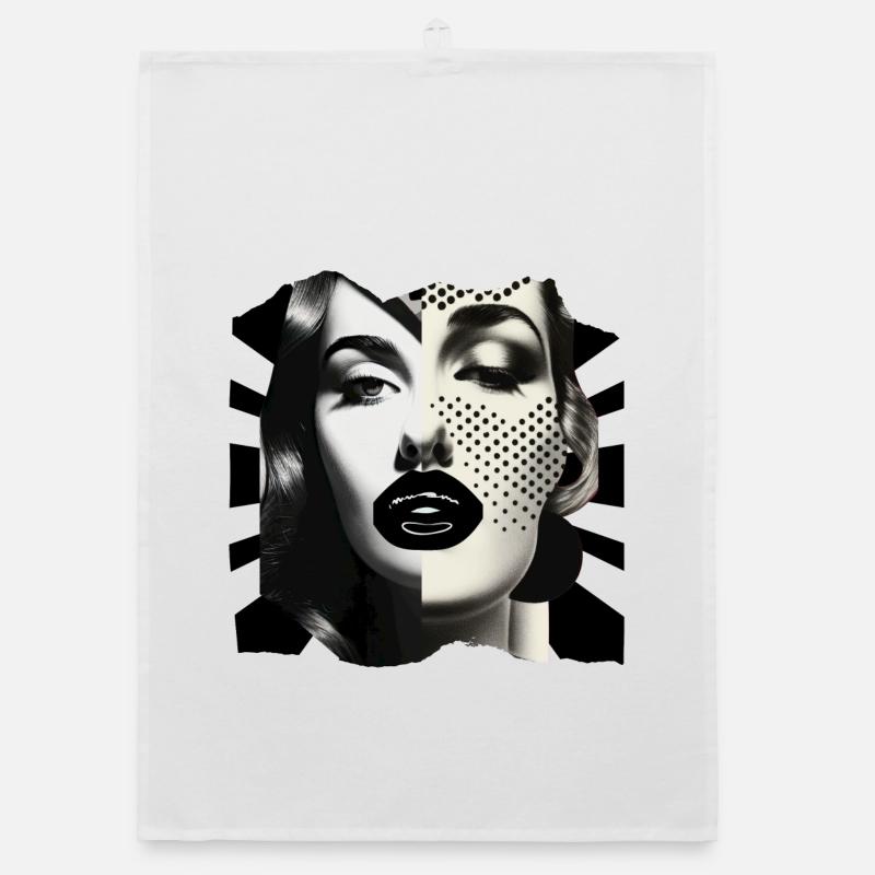 Collage de photos noir et blanc - Torchon bio - blanc