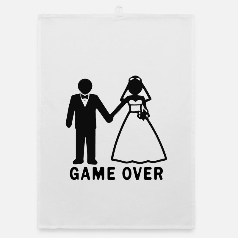 Sposa e sposo game over - Strofinaccio da cucina ecologico - bianco