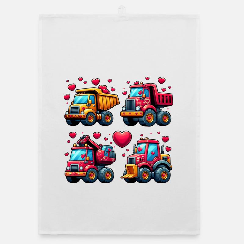 Tiny Builders' Affection - T-shirt de construction - Torchon bio - blanc