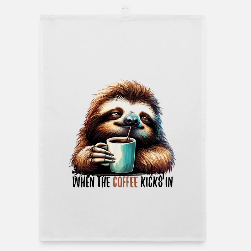 Sloth Coffee Kicks Gift Organic dish towel