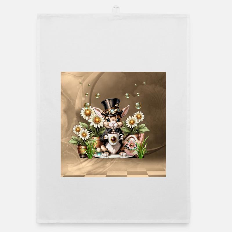 Ce mignon lapin de Pâques Steampunk est là Torchon bio