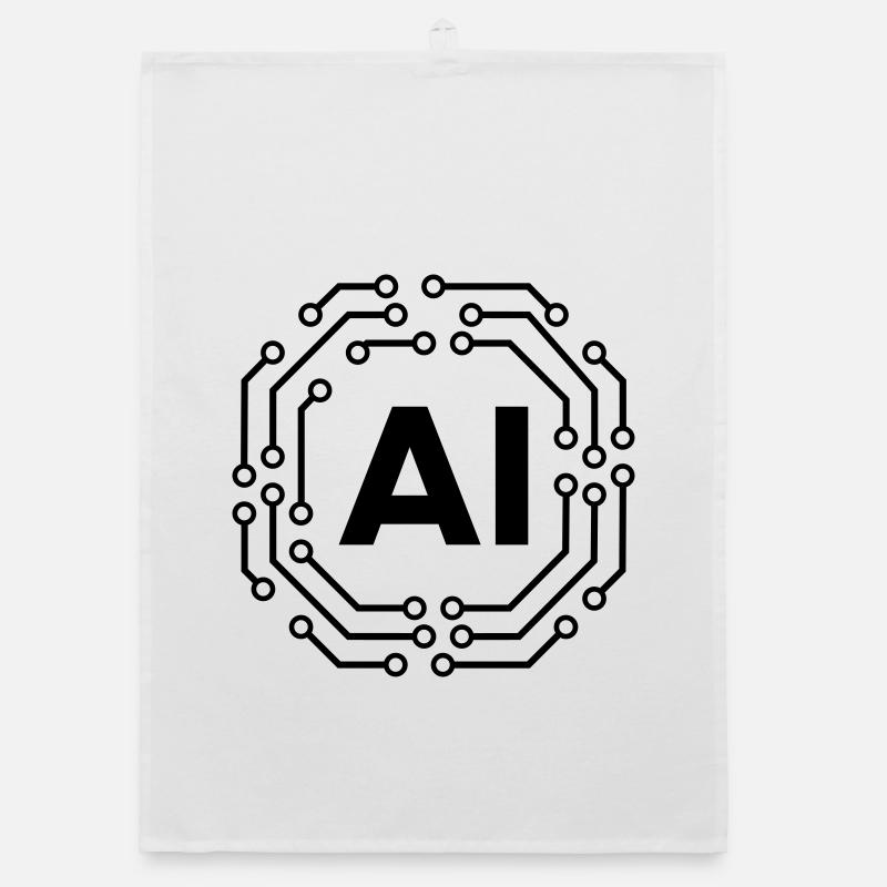 AI Icon Badge Logo Artificial Intelligence Logo Organic Geschirrtuch