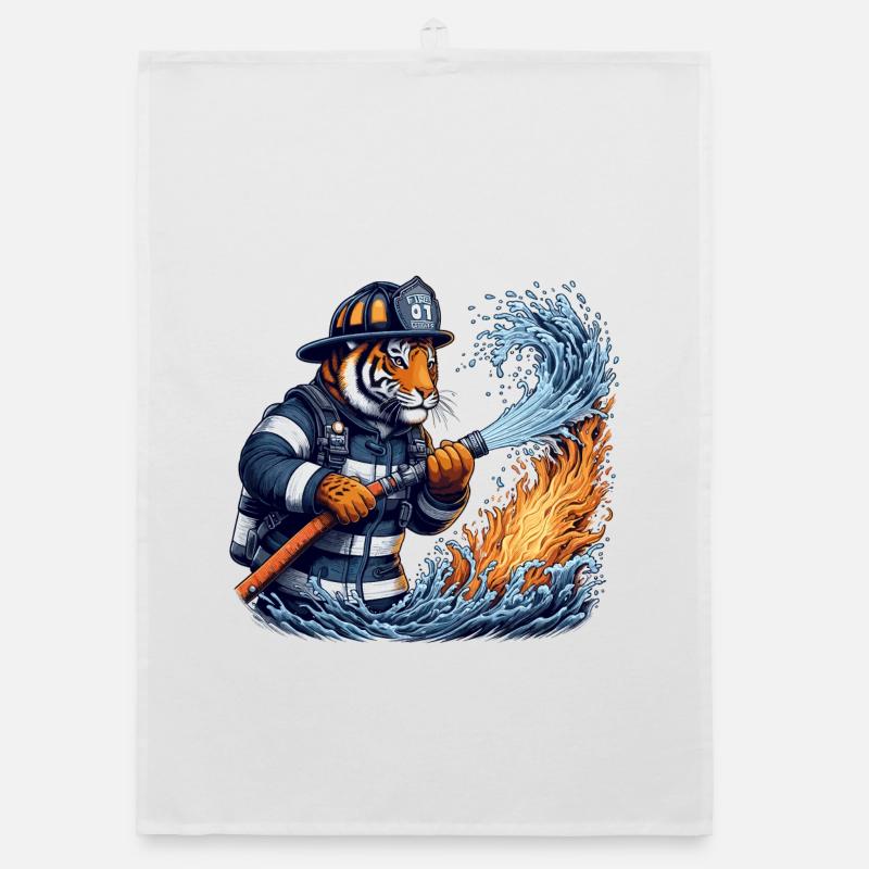 Cadeau de tigre de pompier Torchon bio