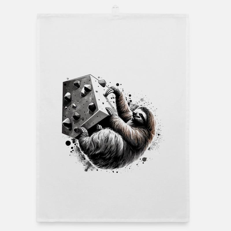 Bouldering Sloth Gift Organic dish towel