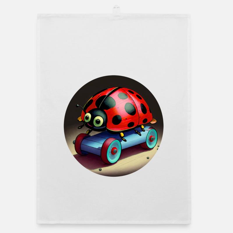Ladybug sur le skateboard Torchon bio