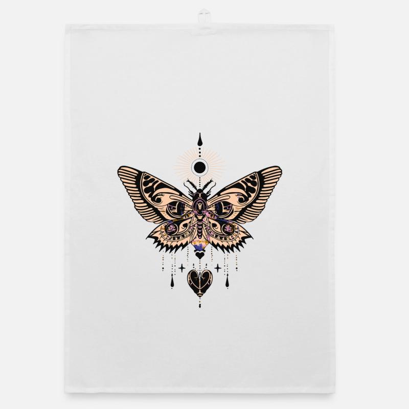 Mystical Moth and Celestial Aura Design Organic dish towel