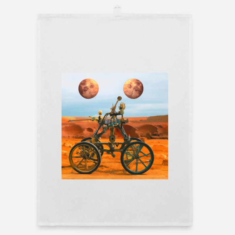 Mars rover with two moons Organic dish towel