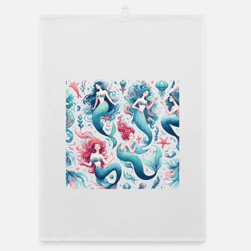 Mermaid Pattern Gift Organic dish towel