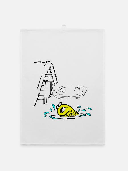 Gold Fisch - Organic Geschirrtuch - Weiß - Vorne