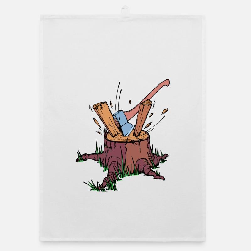 Tree Cutter Axe Wood Lumberjack Forestry Work Organic dish towel