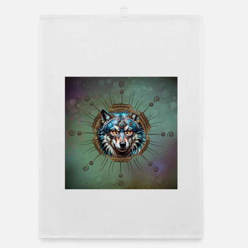Fantastischer Steampunk-Wolf. Organic Geschirrtuch