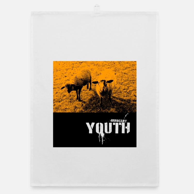 Naughty Sheep on Field with Graffiti Text Organic dish towel