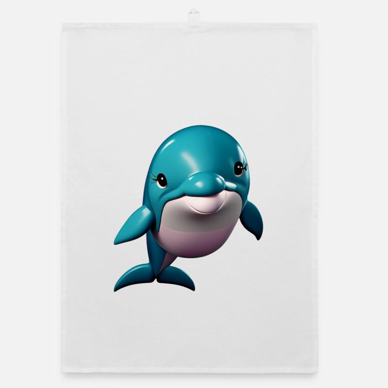 Delphin Mädchen Organic Geschirrtuch