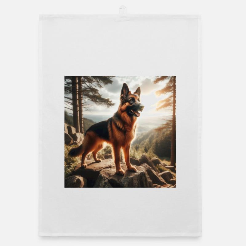 German Shepherd Art Organic dish towel