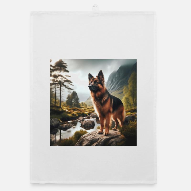 German Shepherd Art Organic dish towel