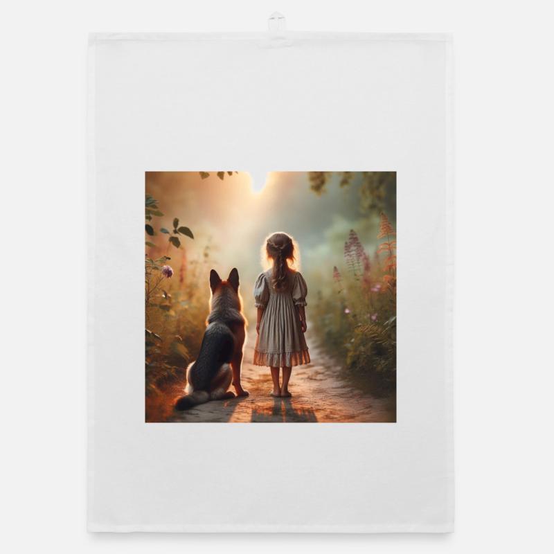 German Shepherd Art Organic dish towel
