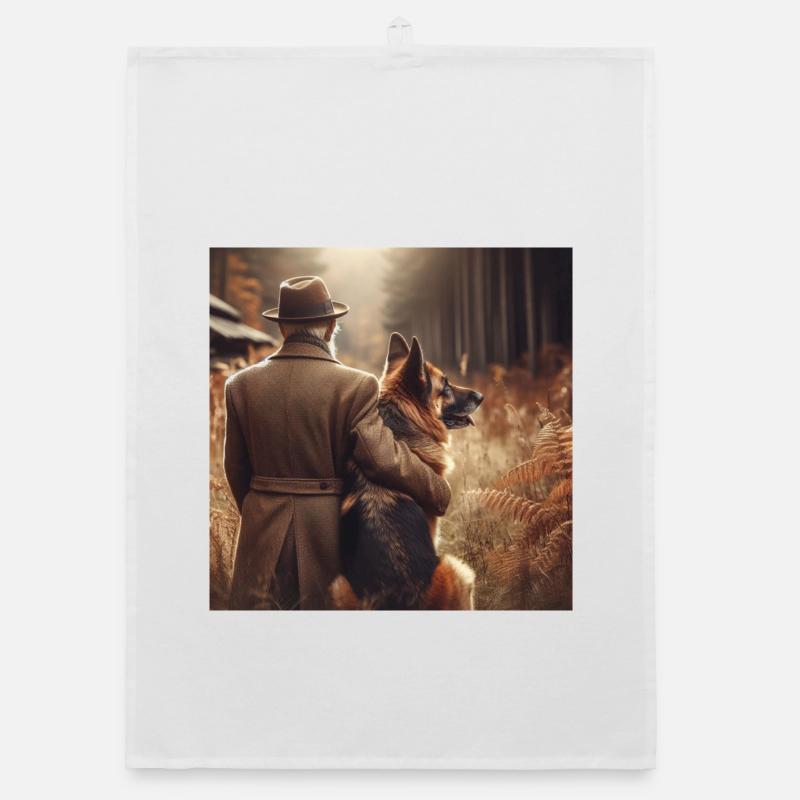 German Shepherd Art Organic dish towel