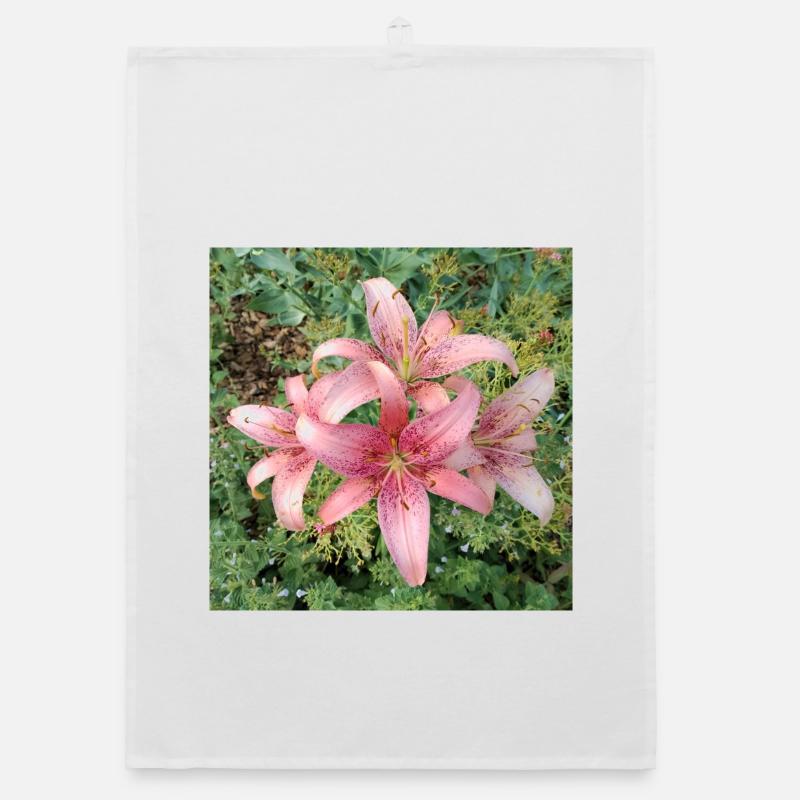 Fleurs de lys roses Torchon bio