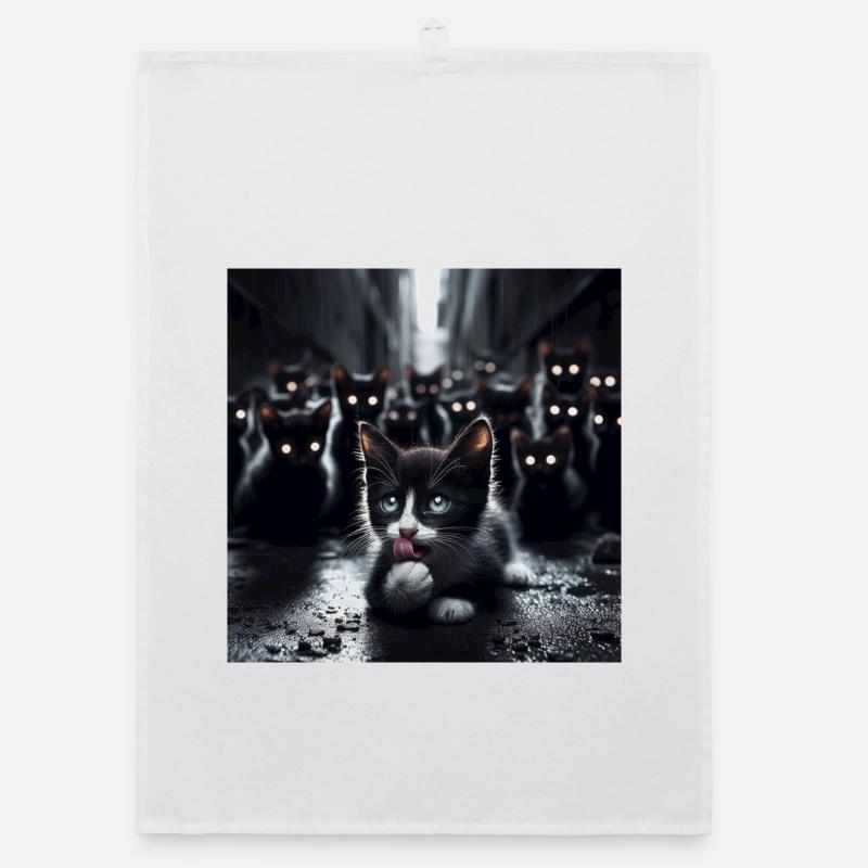 Stray kittens Organic dish towel
