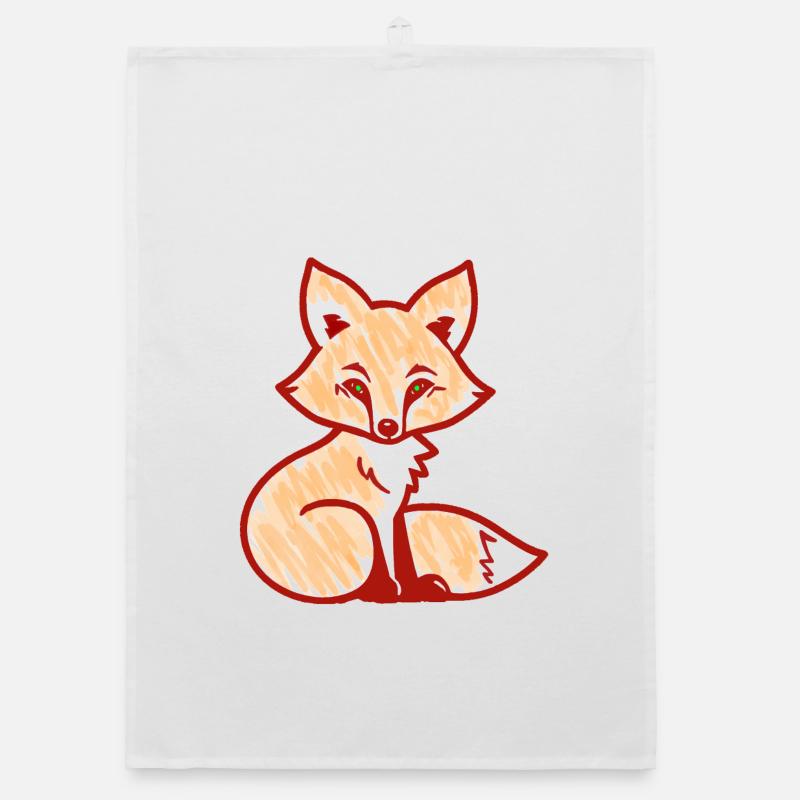 Roter Fuchs (Rot) - Organic Geschirrtuch - Weiß