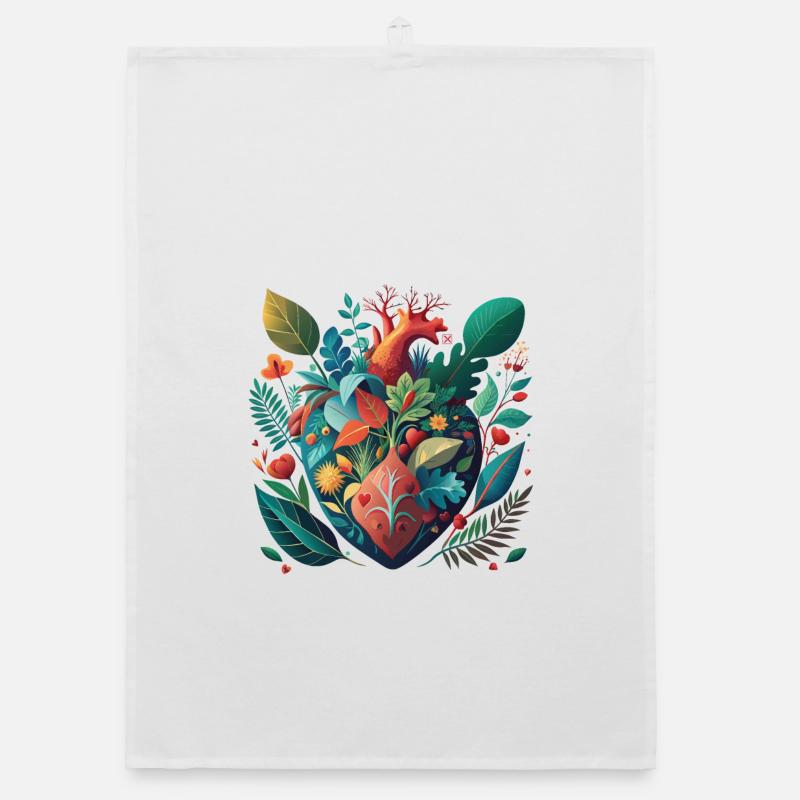 Rainbow Botanical Heart Organic dish towel