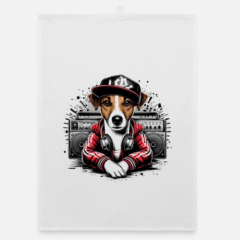 Jack Russell Terrier Ghetto Blaster Gift Organic dish towel