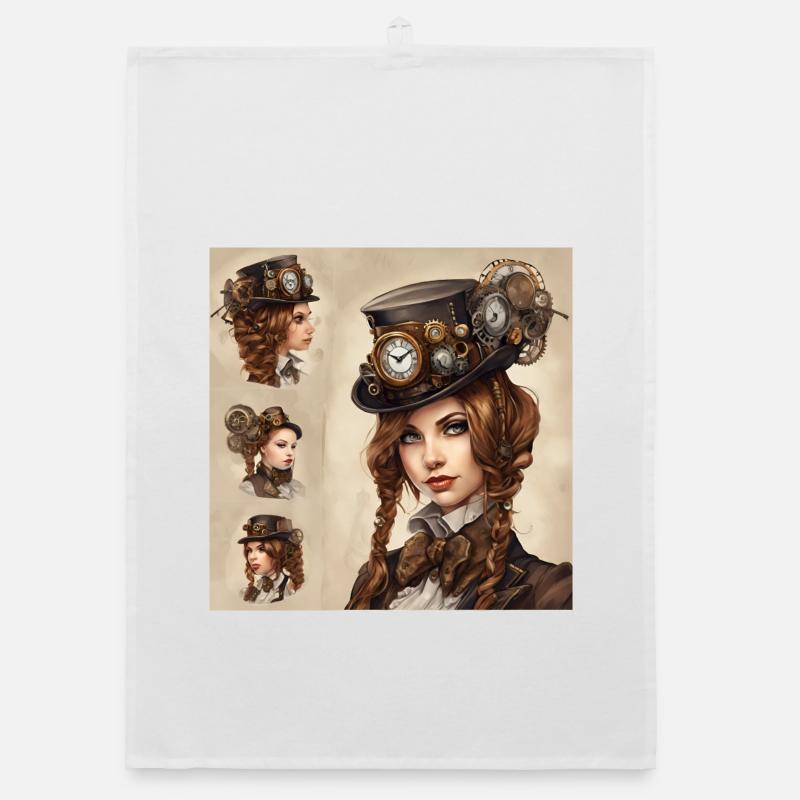 Schönes Mädchen im Steampunk-Stil Organic Geschirrtuch