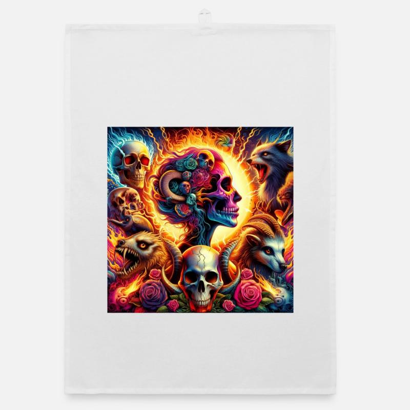 Lebendige Blumenschädel & Chlorole Organic Geschirrtuch