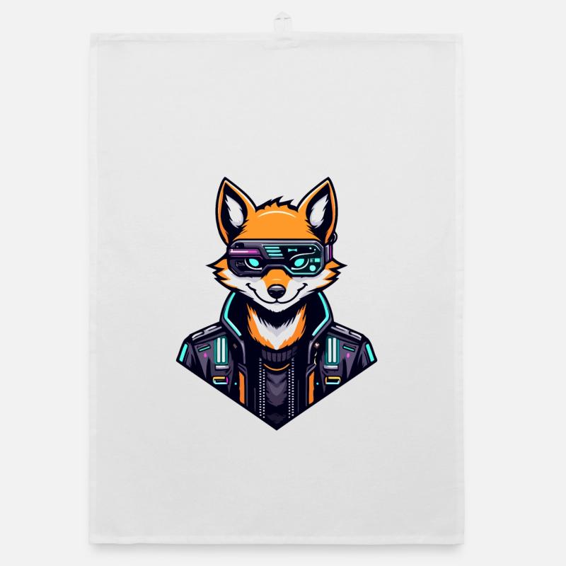 Cyber Fox Néon Tech Sauvage Torchon bio