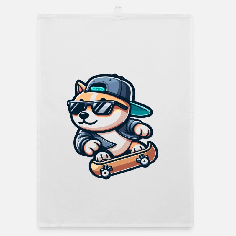 Corgi Boarder: Der Eislauf-Sidekick Organic Geschirrtuch