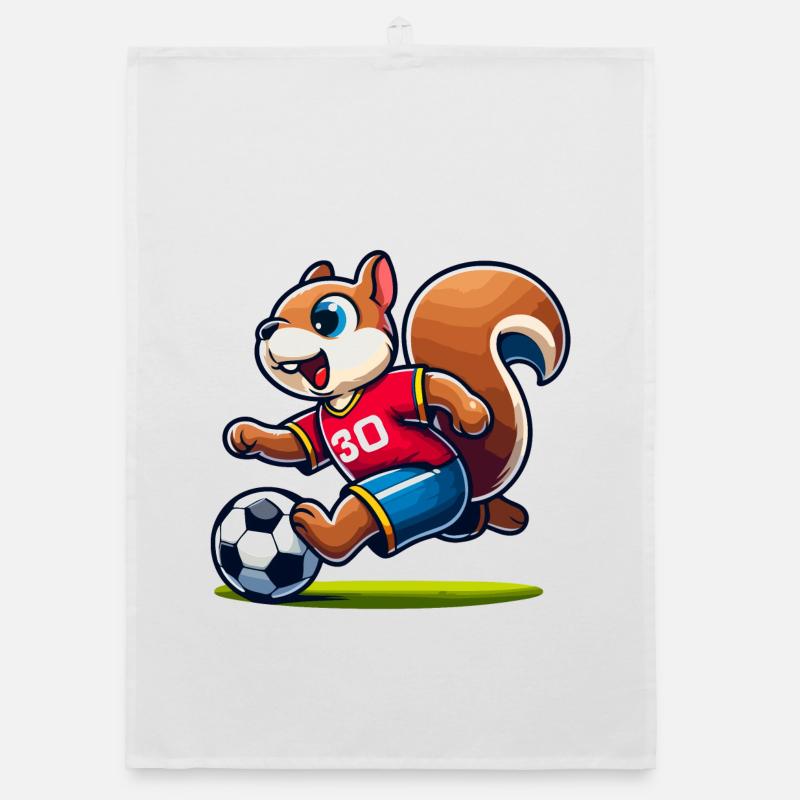 Scamper Striker: The Soccer Squirrel Organic dish towel