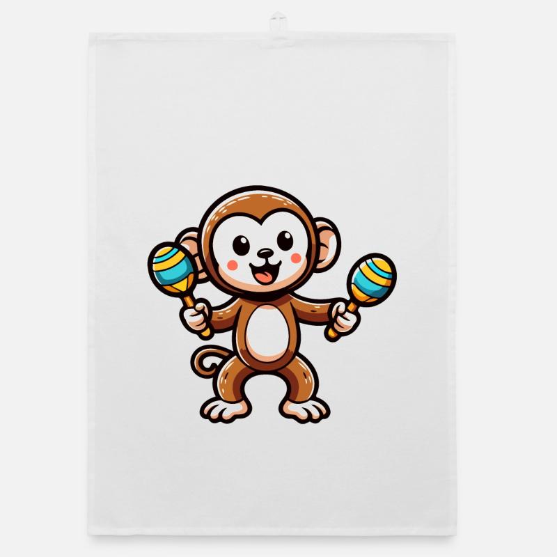 Maraca Monkey: The Musical Primate Organic dish towel