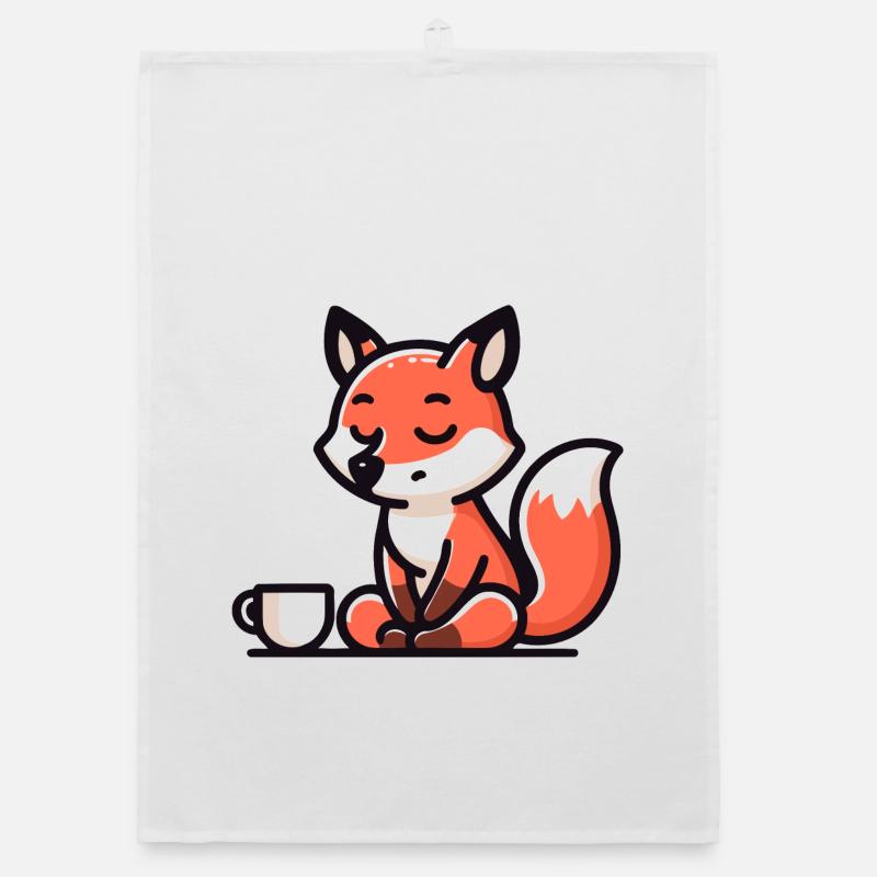 Zen Fox: The Tranquil Tea Master Organic dish towel