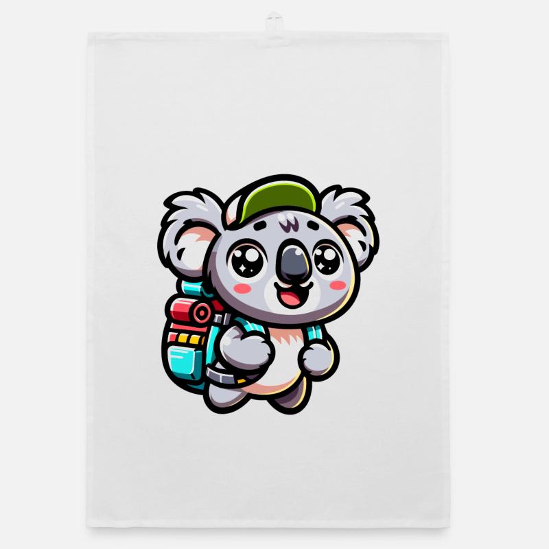 Abenteuerlustiger Koala Backpacker Illustration Organic Geschirrtuch