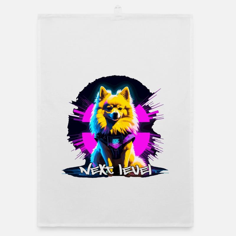 Small Spitz Spitz Next Level Cyber Dog Gift Organic dish towel