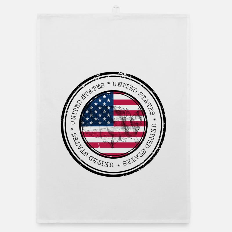 US Flag Map Round Emblem Organic dish towel