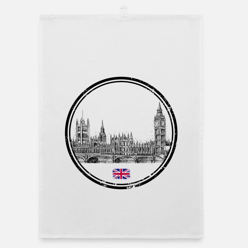 Tiny Union Jack Accent on Black Organic dish towel