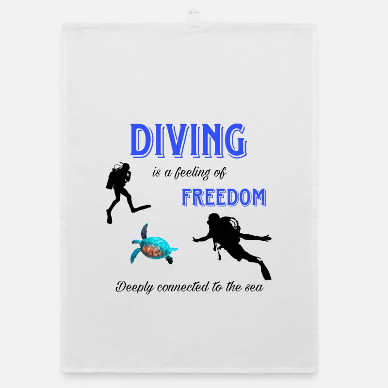 Diving Freedom Turtle Organic dish towel