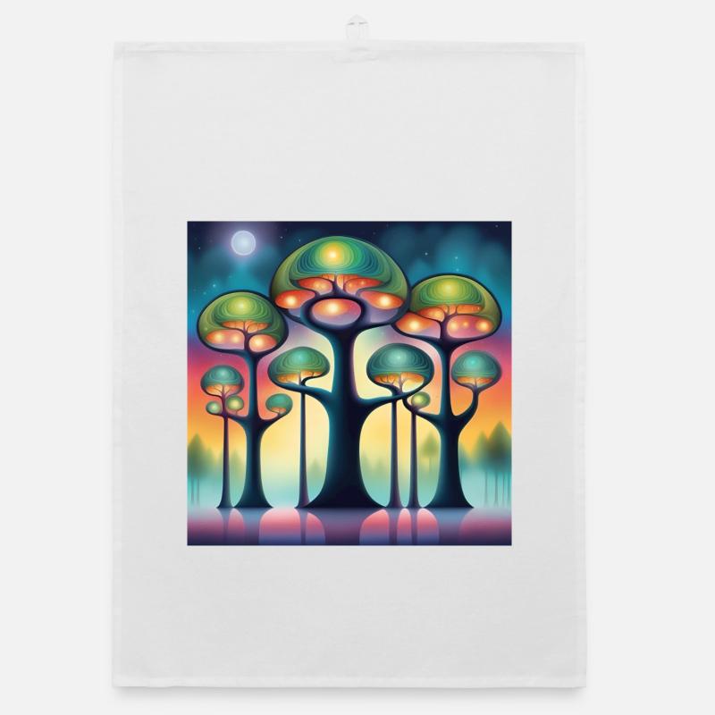 Hundertwasser Bäume Organic Geschirrtuch