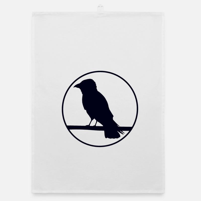 Crow on a branch Organic dish towel