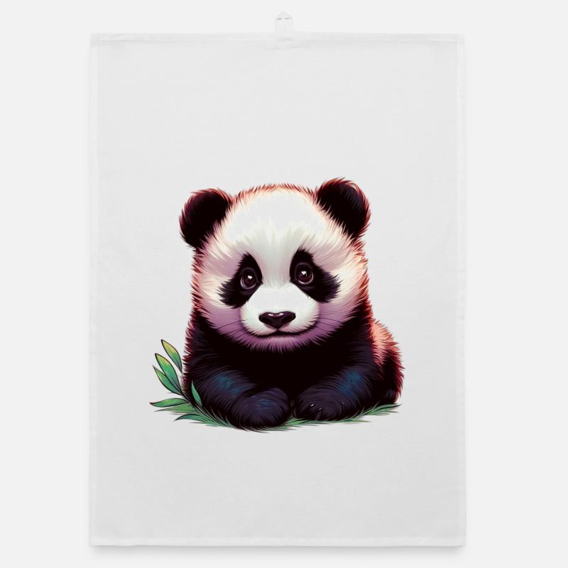 Panda - Organic Geschirrtuch - Weiß