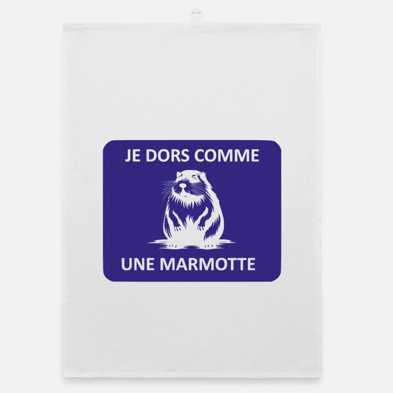 Je dors comme une marmotte Torchon bio