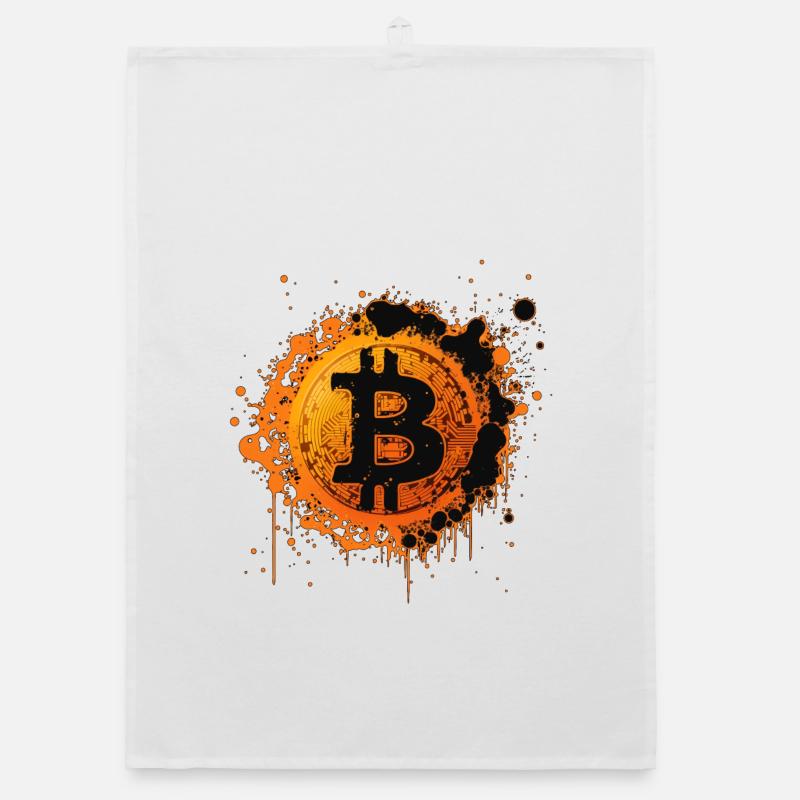 Éclaboussures de Bitcoin Graffiti Orange Torchon bio