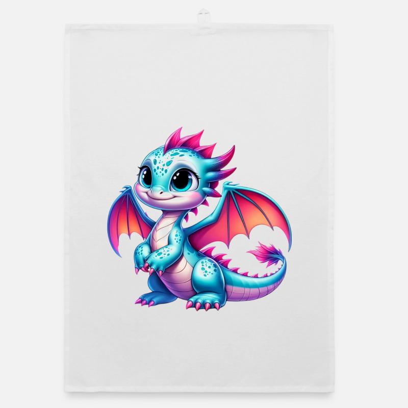 Dragon - Torchon bio - blanc