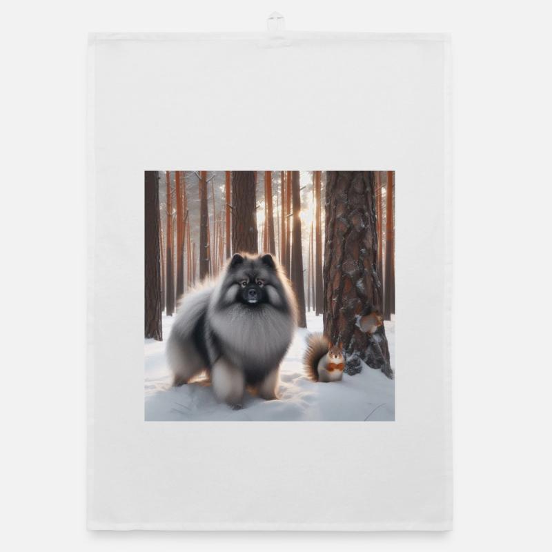 Keeshond Wolfspitz dans la neige Torchon bio