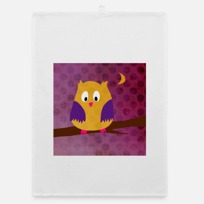 Owl Eagle Owl Poster Dots Forest Violet Kids Organic dish towel